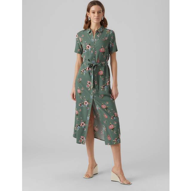 Vero Moda  Long Dress VMBUMPY SS CALF SHIRT DRESS NOOS  - EU XS - Kaki - EU XS