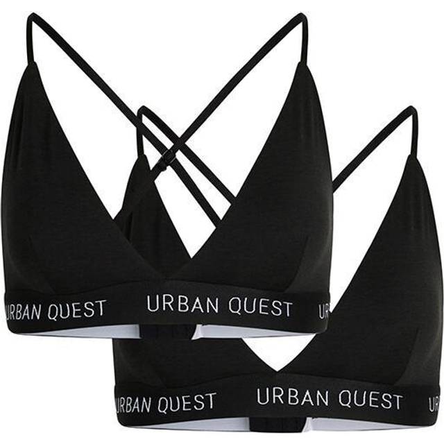 Urban Quest Urban Quest The 2-pack Bamboo Triangle Bra Sportswear Black - Large
