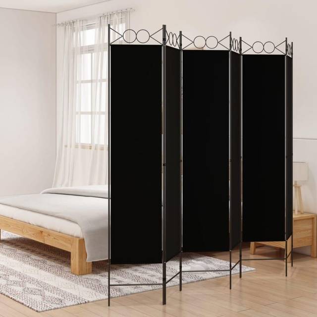 6-Panel Room Divider Black 240x200 cm Fabric vidaXL