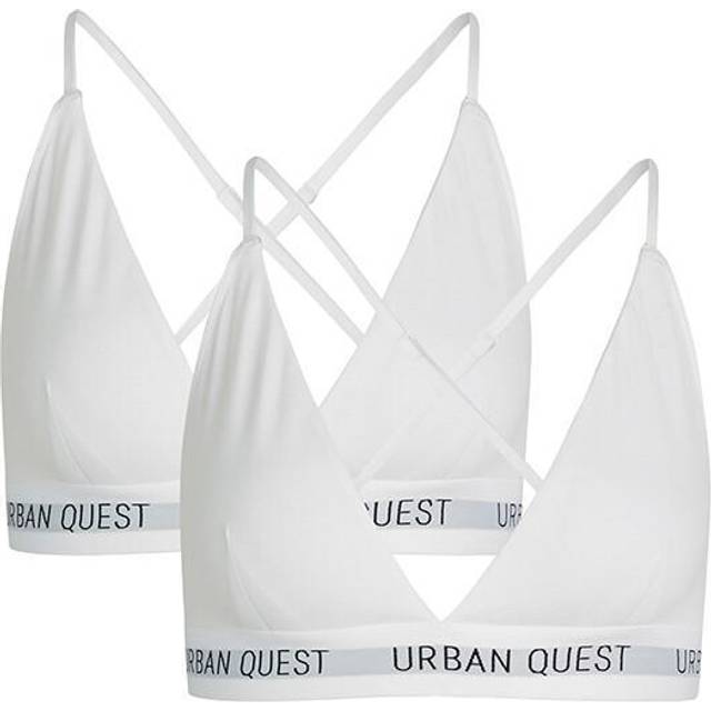 URBAN QUEST Kvinnors 2-pack bambu triangel-bh, vit, XL