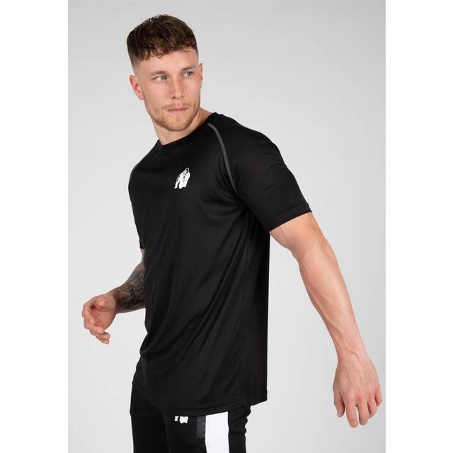 Gorilla Wear - Performance T-shirt – svart – bodybuilding sport vardag fritid med logotyp tryck lätt och bekväm för optimal rörelse av polyester