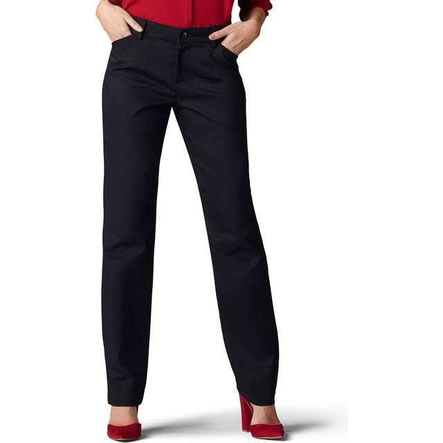 Lee womens Plus Size Wrinkle Free Relaxed Fit Straight Leg Pants  Blac