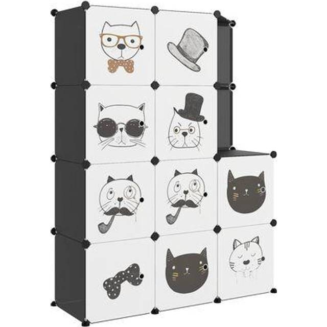 vidaXL Cube Storage Cabinet for Kids with 10 Cubes Black PP
