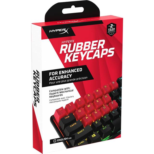 HyperX Gummi tangenter speltillbehörssats, 19 tangenter, engelsk (US) layout, röd – 519T6Aa#Aba