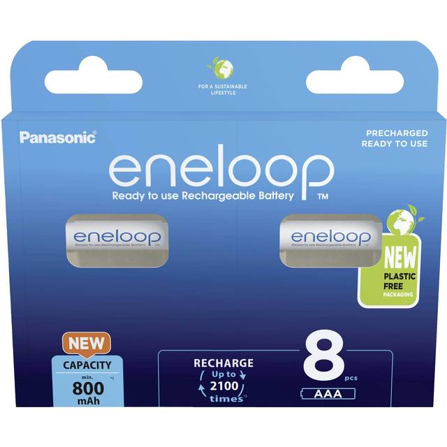 Panasonic Eneloop AAA Micro 750mAh Eneloop NiMH Ready to Use Rechargeable Battery BK-4MCCE (8 Classic Batteries),White