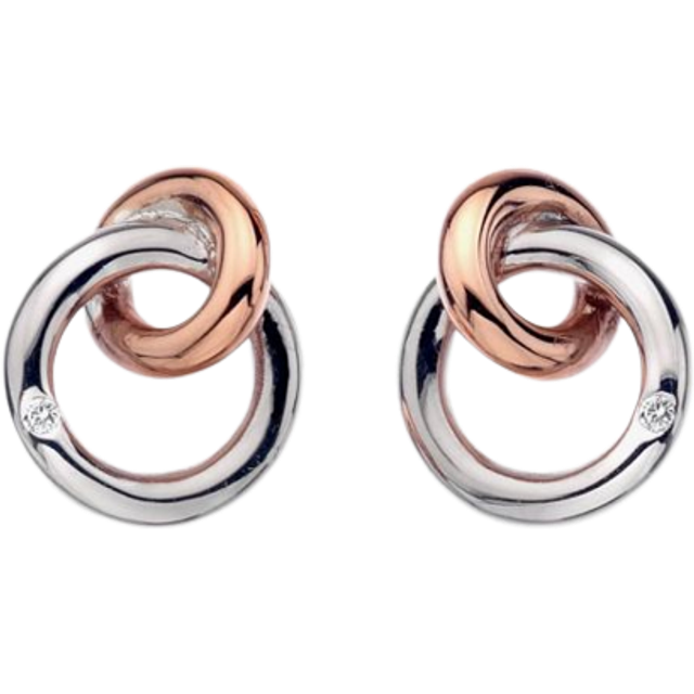 Hot Diamonds Eternity Sterling Silver And 18 Carat Gold Vermeil Diamond Set Interlocking Earrings, Women