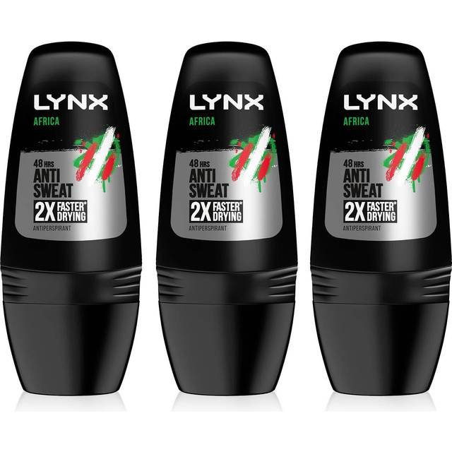6 x 50ml lynx africa 48h protection anti-perspirant roll on 2x fast drying