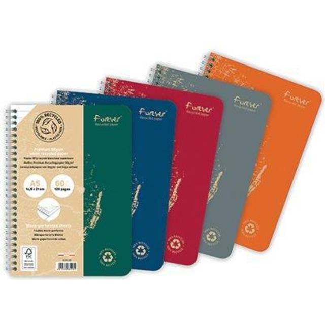 Forever Recycled NBook A5 WBnd Astd PK5