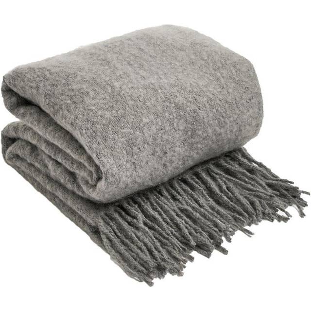Highams Teddy Boucle Tassel Throw, Silver - 150 x 200cm - Grey