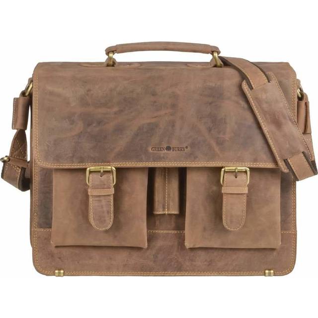 Greenburry vintage portfölj läder 40 cm datorväska laptopfack