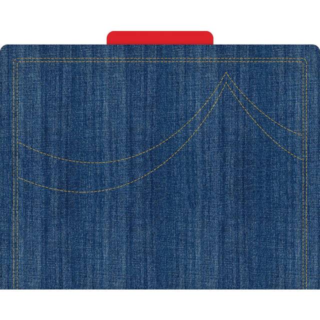 BARKER CREEK Designer File Folders Set of 12  Denim  Iconic Denim Pattern on The Outside  Vibrant Red on The Inside  Letter Size  1/3 Cut Tabs  12-Pac