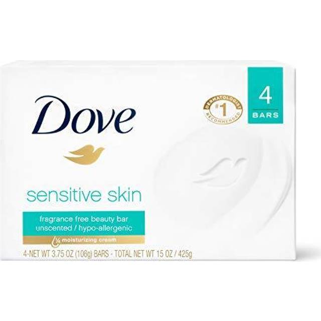 Dove  Beauty Bar Soap  Sensitive Skin  Fragrance Free  4 Bars  3.75 oz (106 g) Each