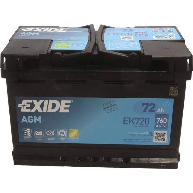 EXIDE - EK720 - Radial- AGM Car Battery -12V 72Ah