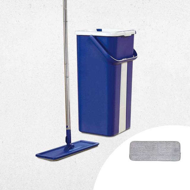 Livington Touchless Mop - Floor Mop Set with Bucket for Wringing Without Bending - Mop for Easy Cleaning and Clean Hands - 2.7 L Mop Bucket