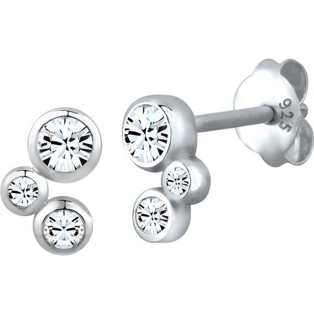 Elli 925 sterling silver öron knoppar med kristaller e Silver,Vitt
