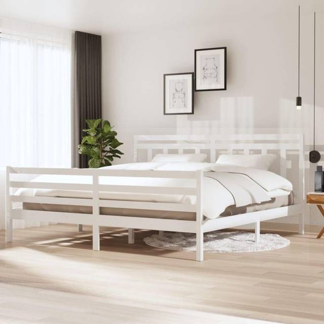 (white, 200 x 200 cm) vidaXL Bed Frame Bed Base Bedstead Bedroom Mattress Foundation Solid Wood