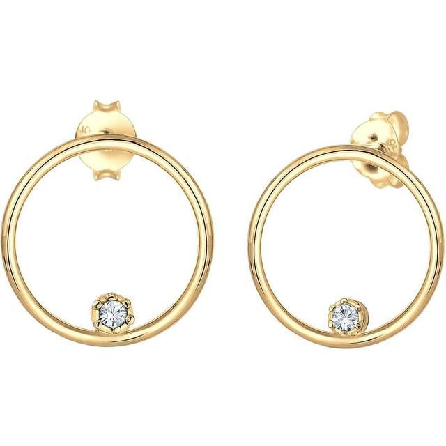 Elli dam äkta smycke örhängen örhängen cirkel med kristall i 925 sterlingsilver e silver,Guld