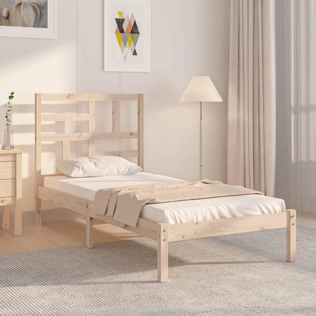vidaXL Bed Frame without Mattress Solid Wood 90x190 cm Single - Brown