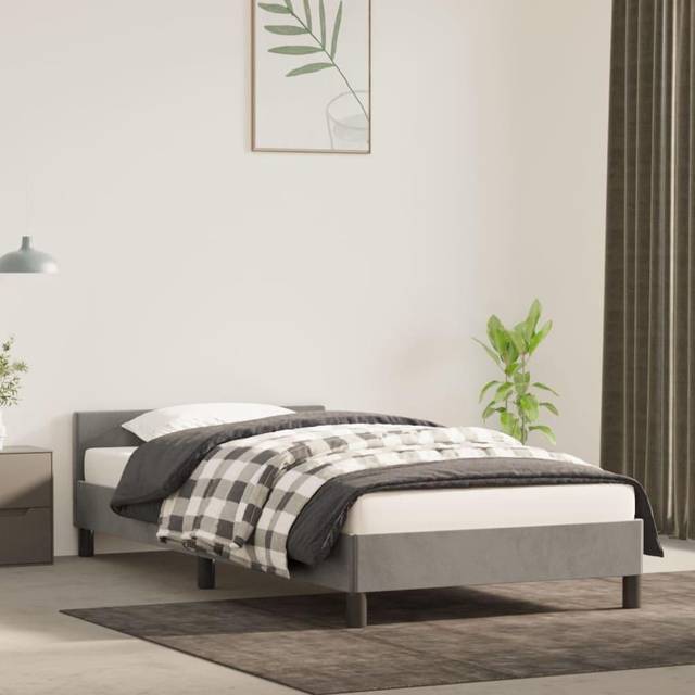 vidaXL Sängram utan madrass ljusgrå 80x200 cm sammet