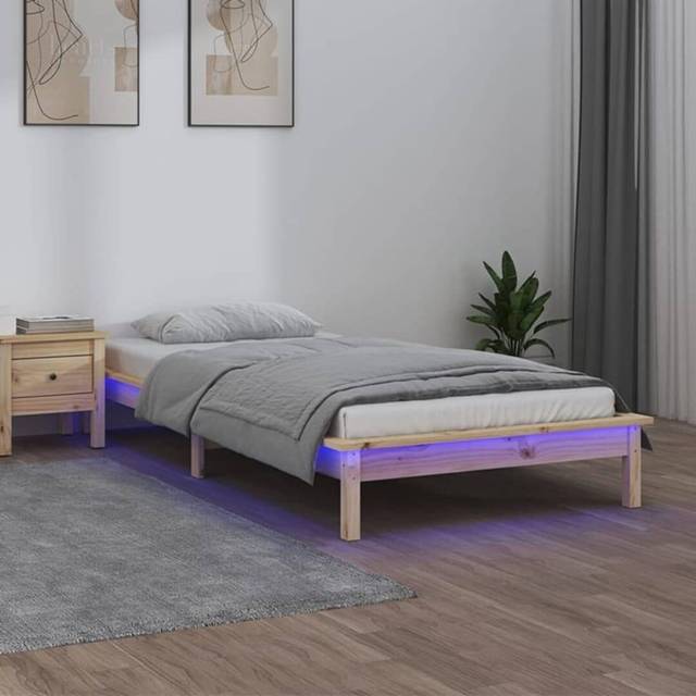 (brown, 90 x 200 cm) vidaXL Solid Wood LED Bed Frame Home Bedstead Platform Bed Multi Colours/Sizes