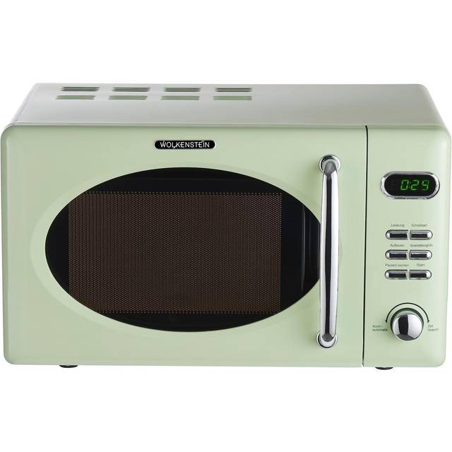 Wolkenstein Retro stativ Mikrowelle WMW720 SC I 700W Mikrowellenleistung I 20L Garraum I 5 Leistungsstufen I 8 Garprogramme IAuftaufunktion I Metall-Gehäuse I Drehteller (24,5 cm) I LED-display I Grün