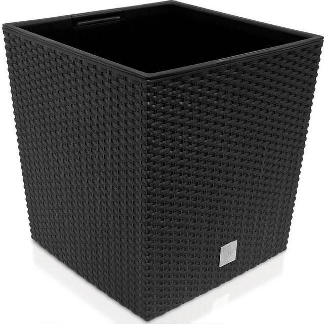 Prosperplast fyrkantig blomkruka i rottinglook rato serie antracit volym 64 L, svart, 39 x 39 x 40,5 cm, DRTS400L-S433
