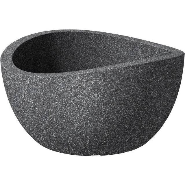 Scheurich Wave Globe Bowl, rund växtskål av plast, svart granit, 40 cm diameter, 21 cm hög, 12 l volym