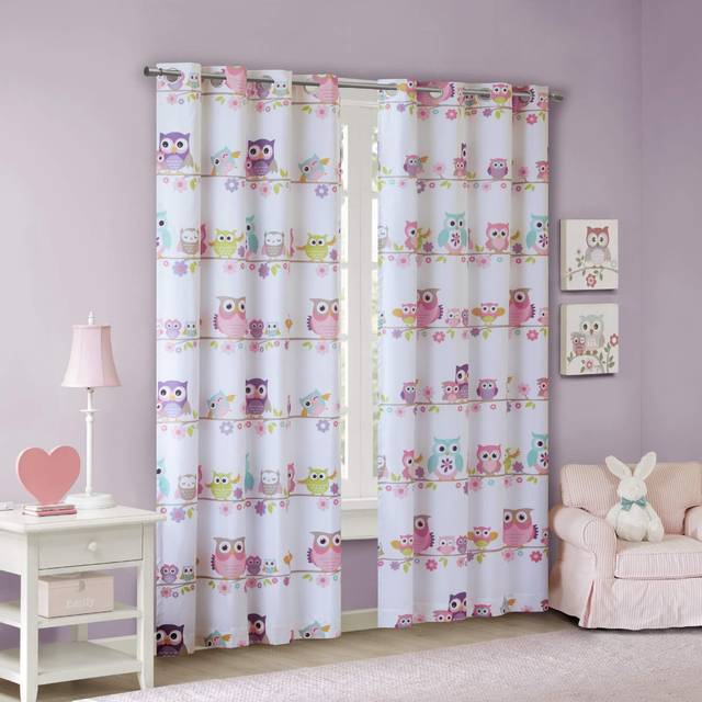 JLA Home INC säng i en väska och fönstergardin, uggla vit panel, 50 x 84