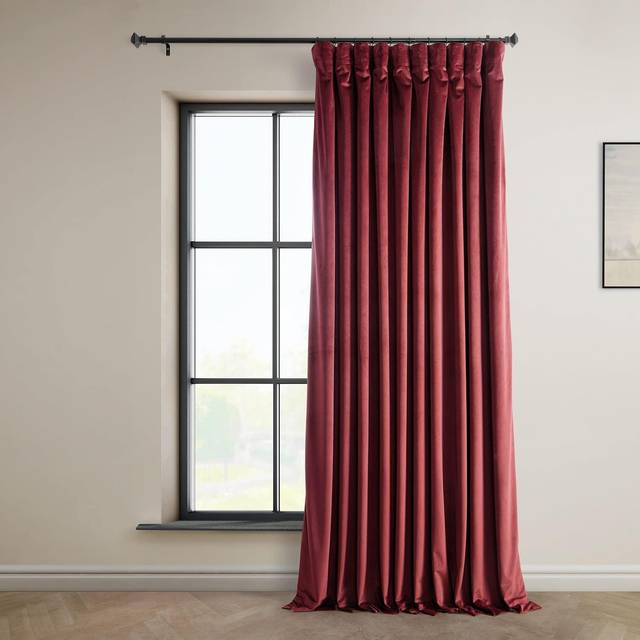 HPD Half Price Drapes Heritage plysch sammet extra breda gardiner för sovrum och vardagsrum 100 x 108, VPYC-179758-108-DW (1 panel) biograf röd