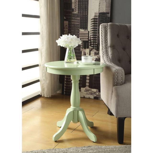 Acme Alger Wooden Round End Table in Light Green