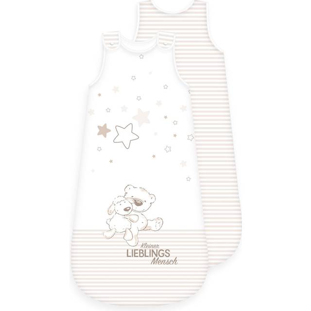 Herding Baby Best Baby sovsäck, liten favoritperson motiv, 90 cm, dragkedja runt om på sidan och tryckknappar, vit