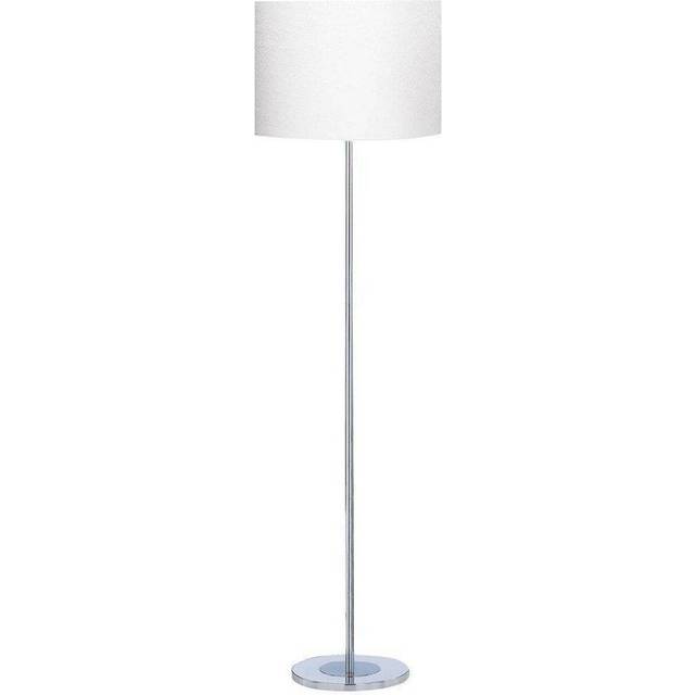 Searchlight 7550CC Drum Floor Lamp - Chrome Round Base Ivory Drum Shad
