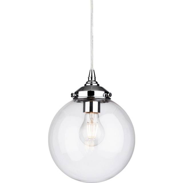 Firstlight Seville Modern Style Globe-Shaped Pendant Light in Chrome and Clear Glass