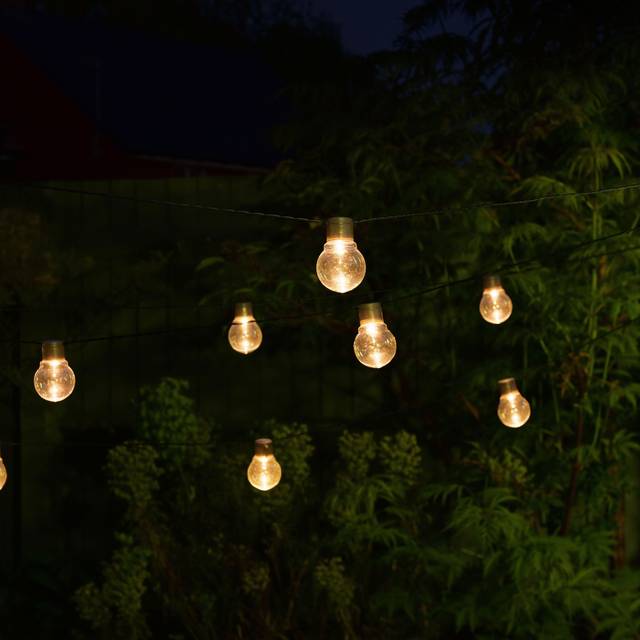 Solar Powered Festoon Lights - Set of 20 Warm White LED Lights Garden 1060001