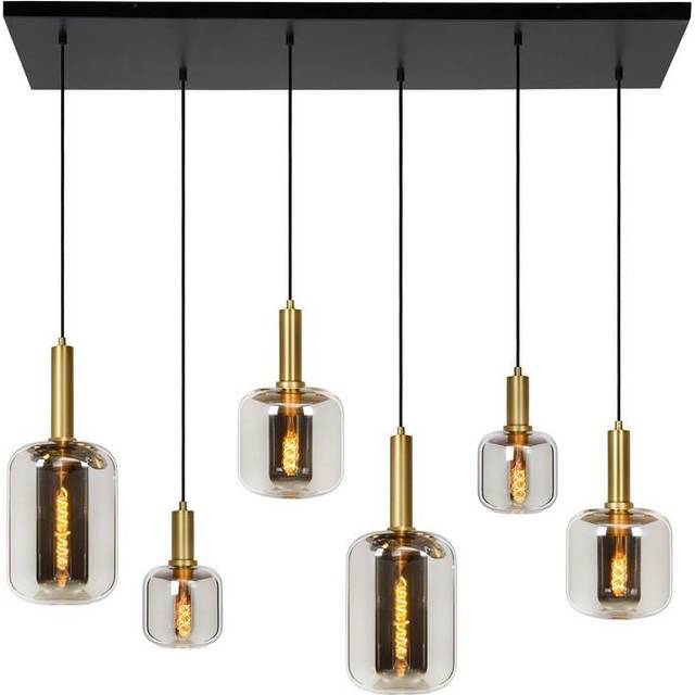 Lucide Joanet Modern Bar Pendant Light - 6Xe27 - Smoke Grey, Grey