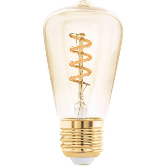 EGLO Dimmable E27 LED, amber vintage spiral filament light bulb, piston-shaped Edison lamp for retro lighting, 4 watt (equivalent to 15 watt), 145