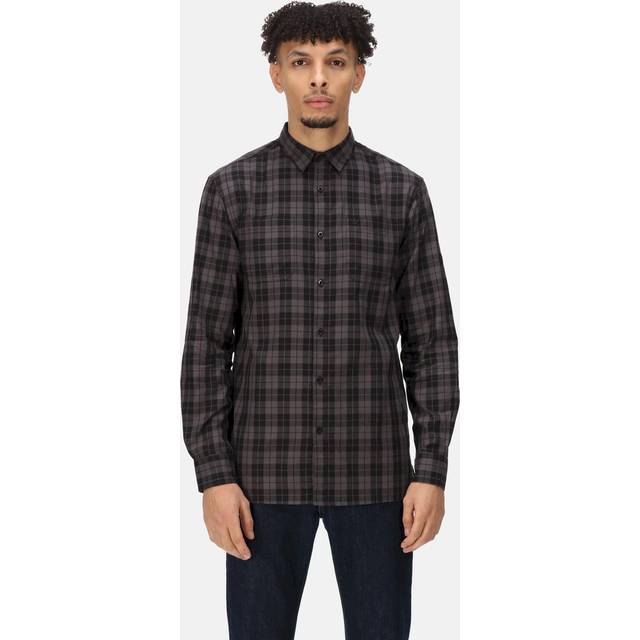 Regatta Mens Lance Organic Cotton Long Sleeve Shirt - Black - Size X-Small