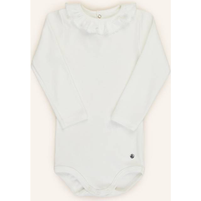 Organic Cotton Bodysuit with Long Sleeves and Ruffled Collar - White - 18M (81CM)