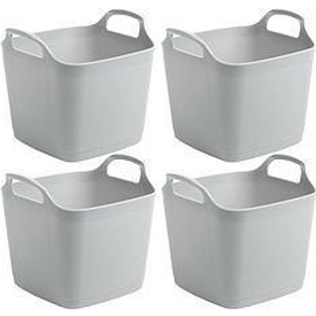 Wham Set 3 8 Litre Flexi-Store Graduated Square Tub - Grey, Grey