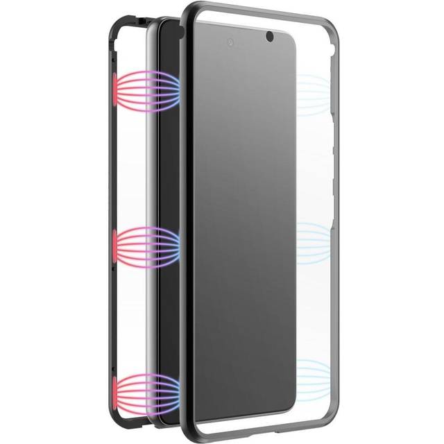 Black Rock - Fodral 360 graders glasfodral passar till Samsung Galaxy A53 5G I mobilskal, magnetlås, transparent, skydd (transparent med svart ram)