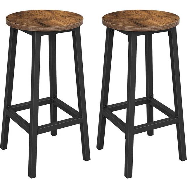 VASAGLE Bar Stools Set Of 2, Kitchen Stools, Bar Chairs With Metal Frame And Footrest, Easy To Assemble, For Kitchen, Living Room, Dining Room, Greige And Bla