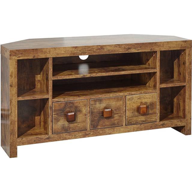 GFW Jakarta 3 Drawer 6 Shelf Mango Yellow Corner TV Unit - Brown - 43 x 104 x 54cm