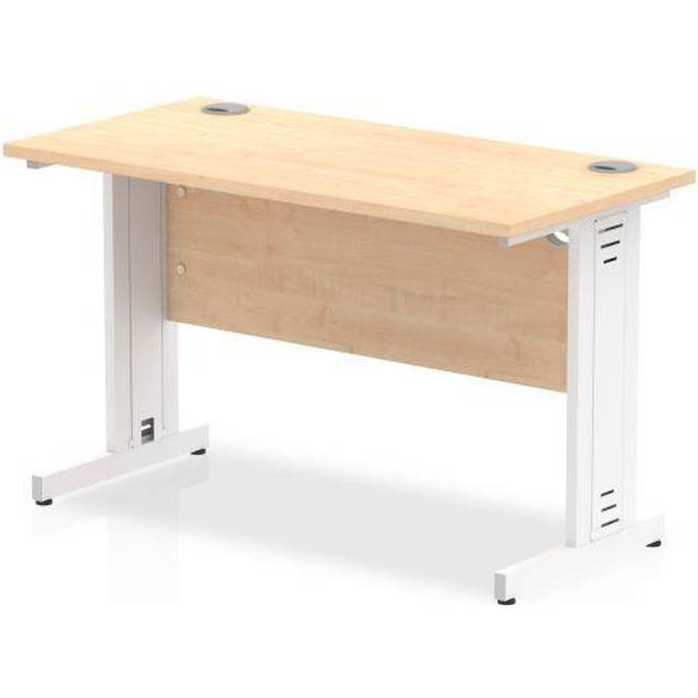 Impulse 1200 x 600mm Straight Desk Maple Top White Cable Managed Leg