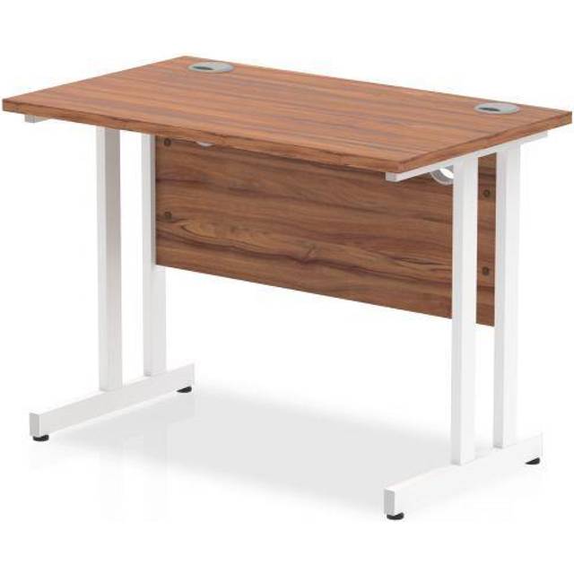 Impulse 1000/600 Rectangle White Cantilever Leg Desk Walnut - MI001914