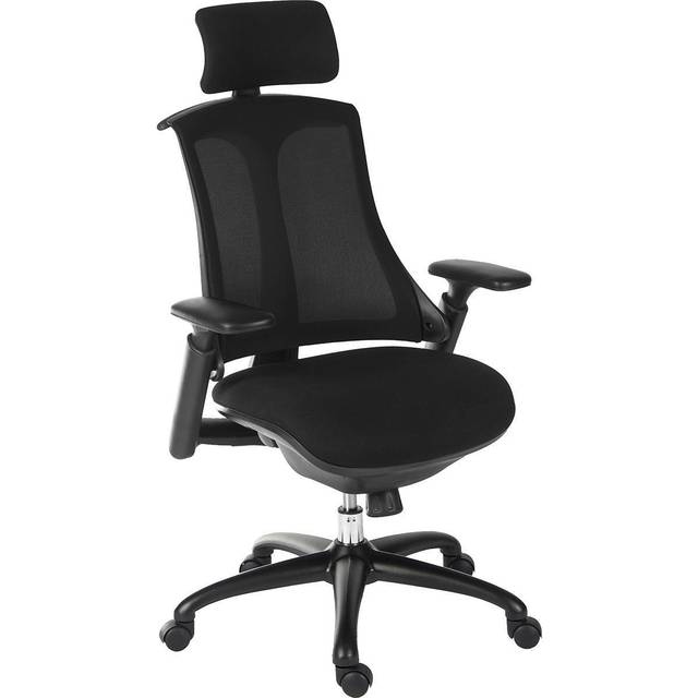 Teknik Rapport Mesh Luxury Curved Executive Chair in Black with Removable Headrest and Height Adjustable Arms, Black