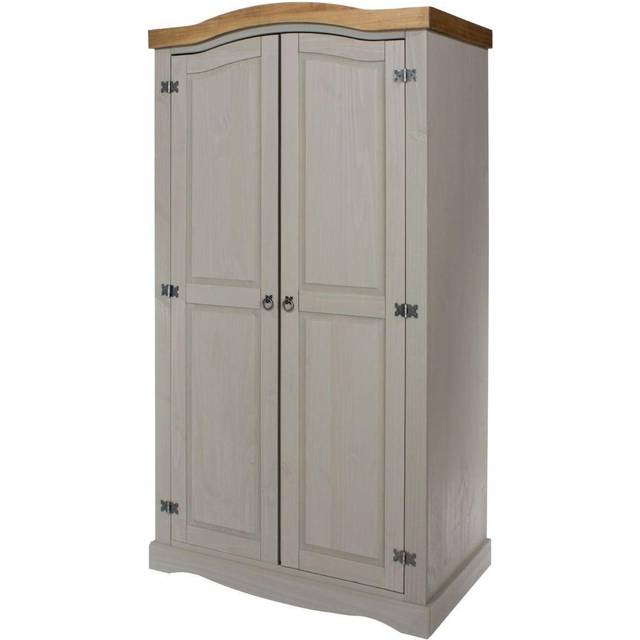Corona Pine 2 Door Wardrobe - Grey washed wax