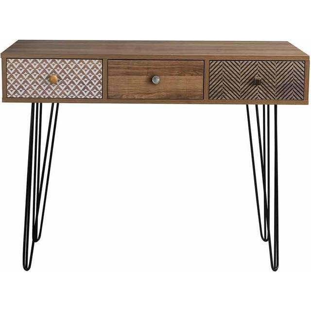Casablanca 3-drawer desk - quirky elegance with black metal legs & workspace