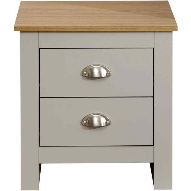 GFW Lancaster Two Drawer Bedside Table Cream, Cream