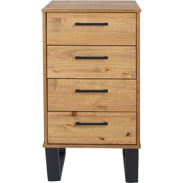 Texas 4 drawer narrow chest - Antique wax pine - Brown