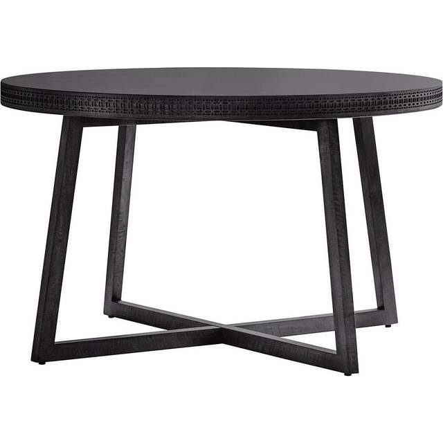 Boho 120cm Mango Wood Round Dining Table - Black